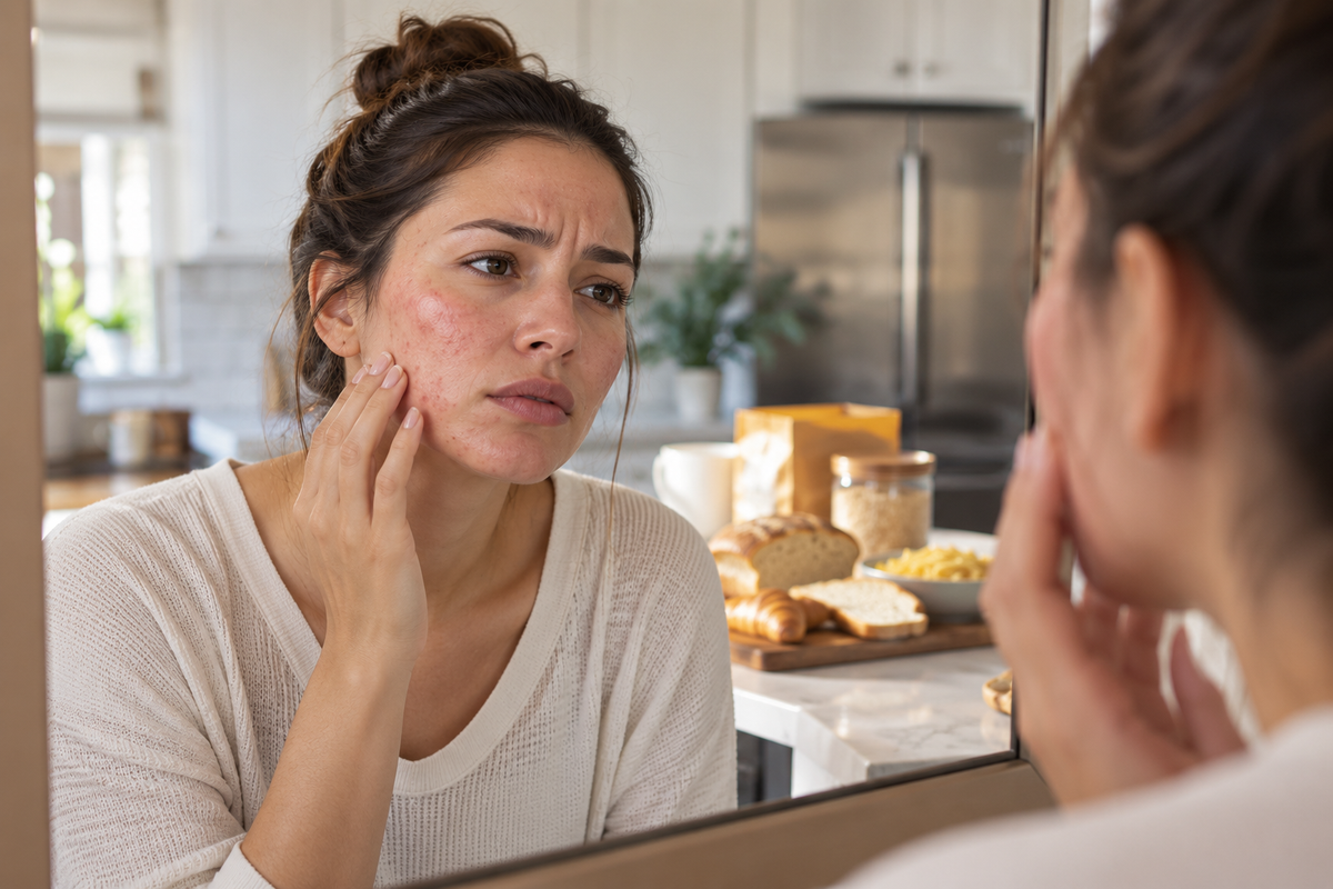 Facial skin redness and swelling linked to possible gluten intolerance symptoms