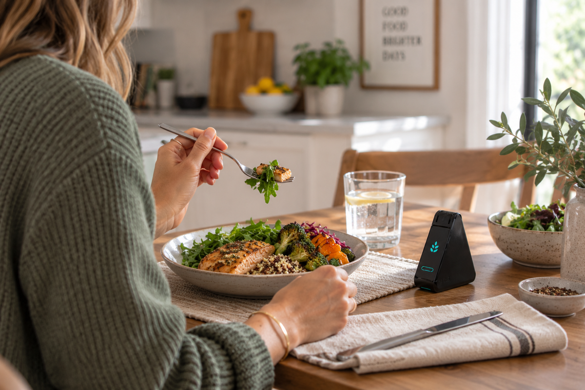 A person following a calm meal-safety routine for food anxiety with celiac disease