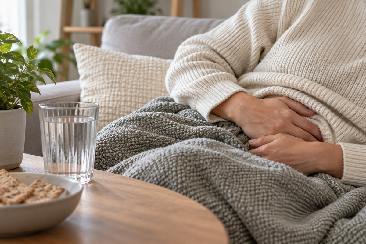 Person with celiac disease resting after they accidentally ate gluten