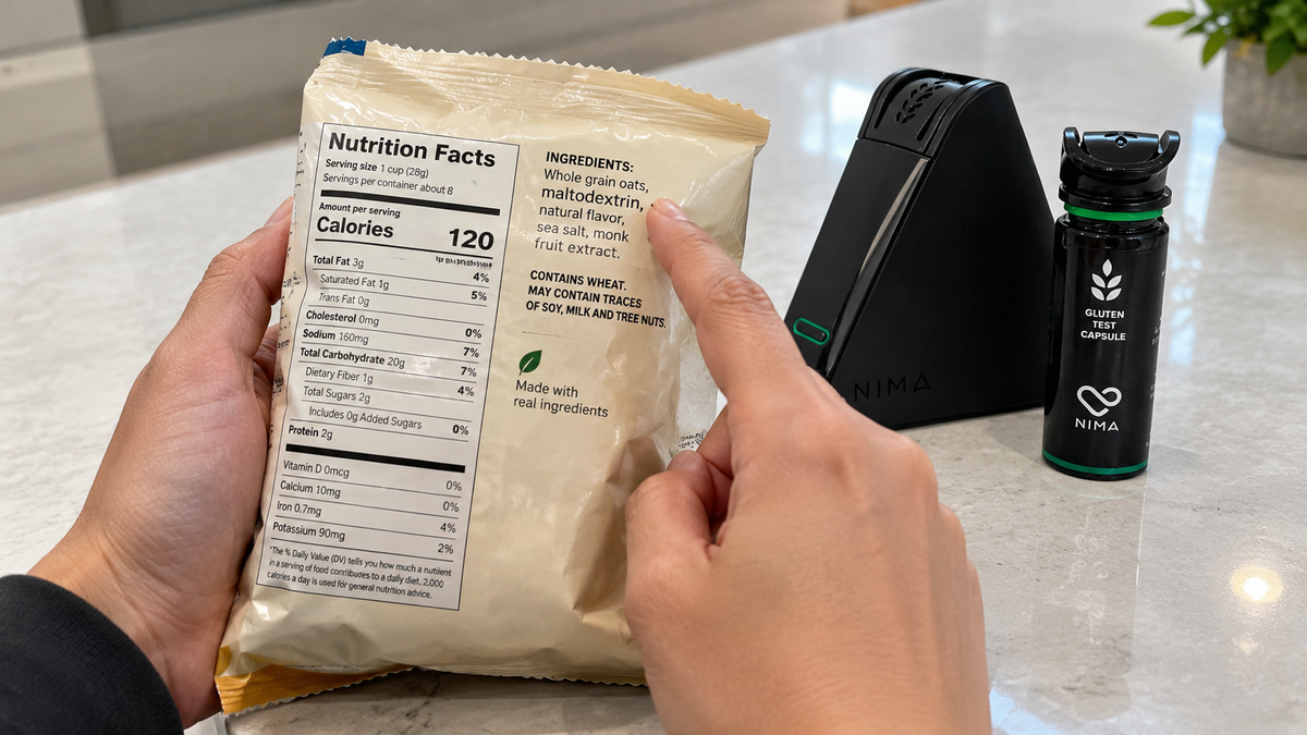Is maltodextrin gluten free? A person checks maltodextrin on a packaged food label.